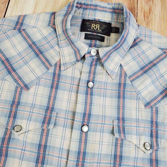 RRL DOUBLE RL PEARL BUTTON COTTON SILK WESTERN SHIRT ダブルアールエル パール ボタン ステッチワーク シルク ウエスタン シャツ